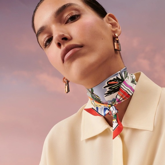 NWT Hermes Rayures d'Ete twilly ribbon scarf Red Orange Yellow - Picture 2 of 6